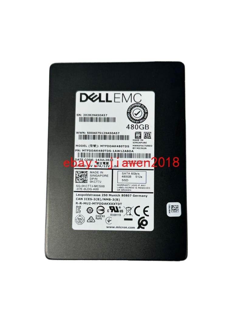 KCT7J 0KCT7J MTFDDAK480TDS DELL 480GB 6G 2.5" SATA TCL RI 512E SOLID STATE DRIVE