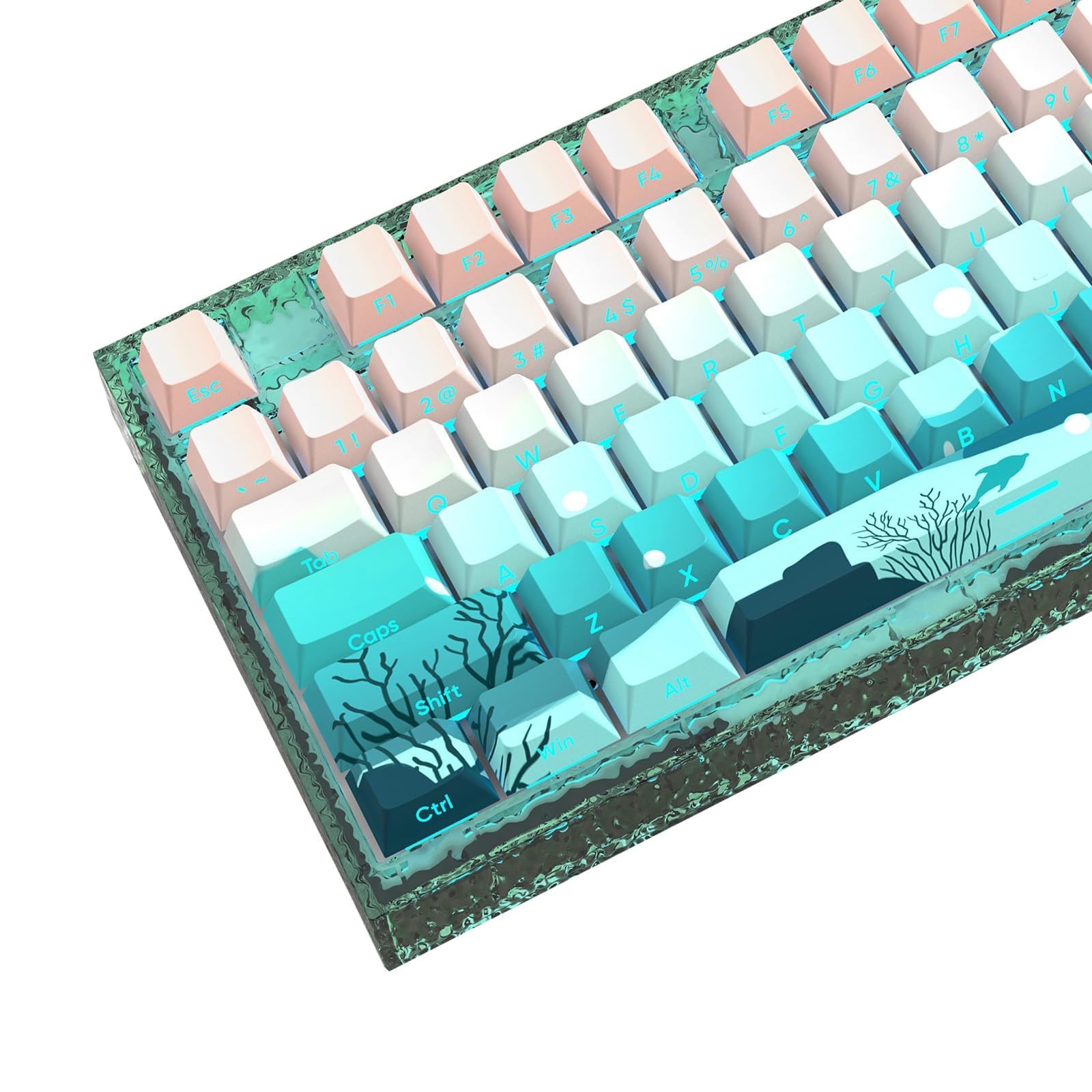 126 PCS SidePrinted PBT Doubleshot Keycaps Deep Sea Theme For Cherry MX