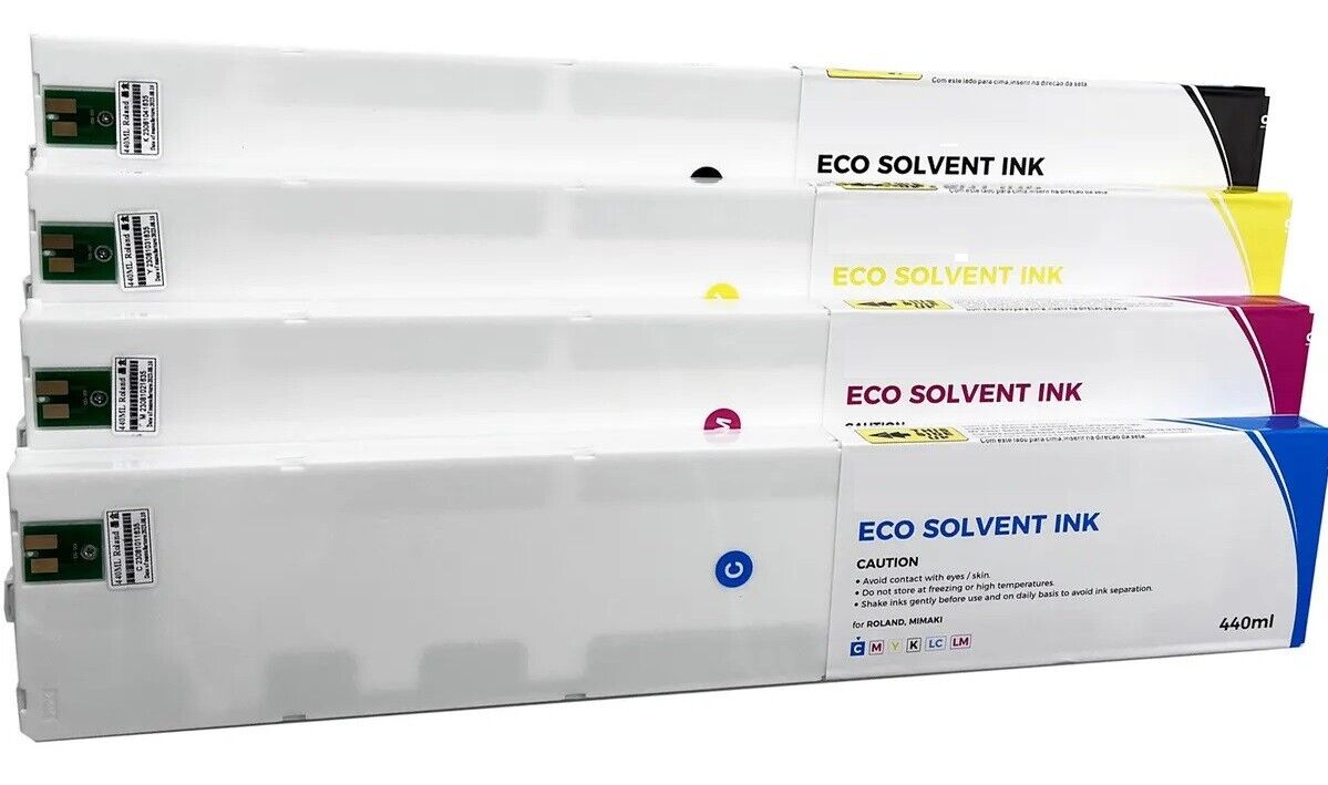 4 CARTRIDGES ECO SOLVENT INK FOR MIMAKI CJV30-130 (C Y M K) SS21 CHIP (440ml)