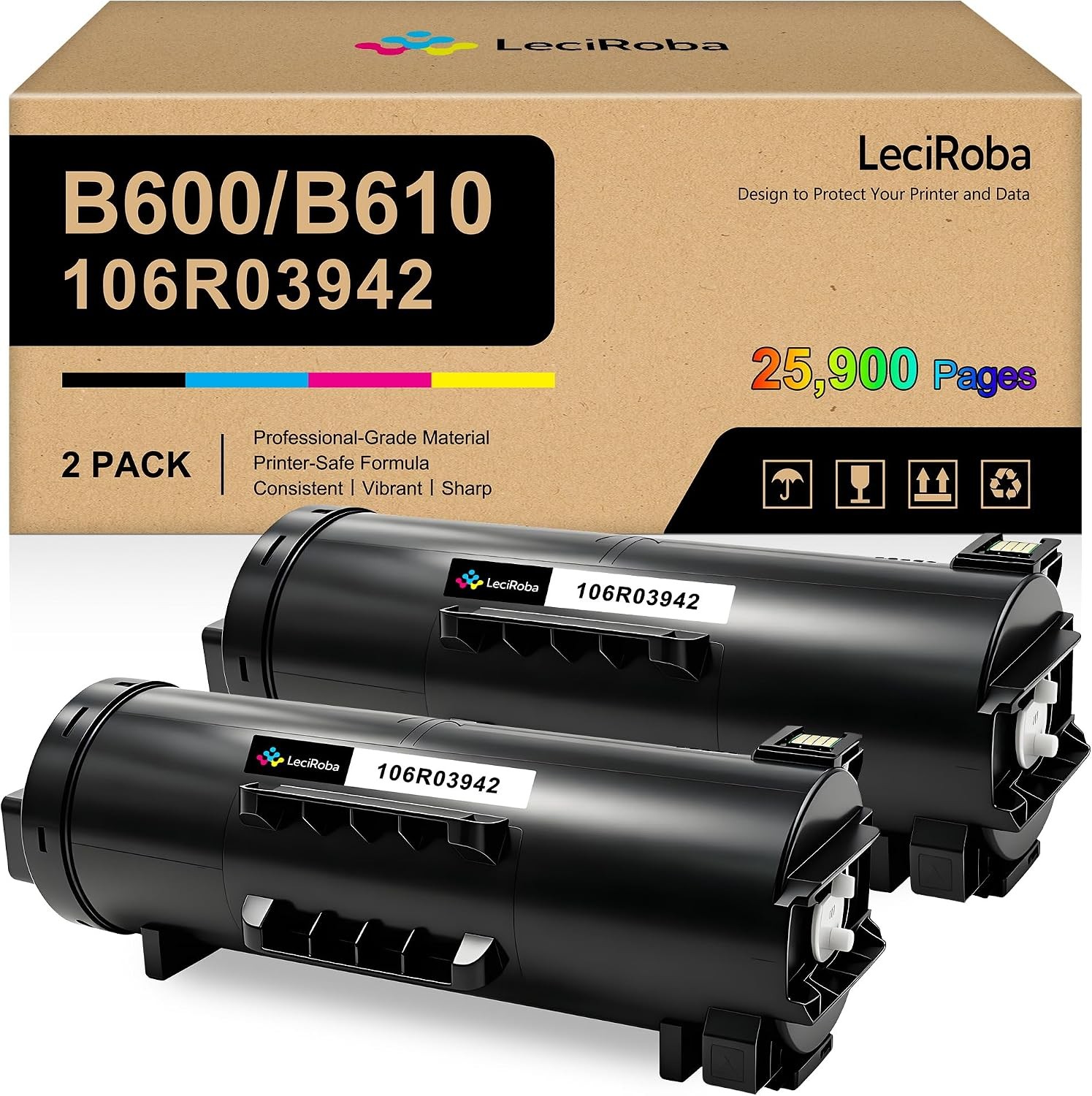2PK 106R03942 Black High Yield Toner for Xerox VersaLink B600 B605 B610 B615