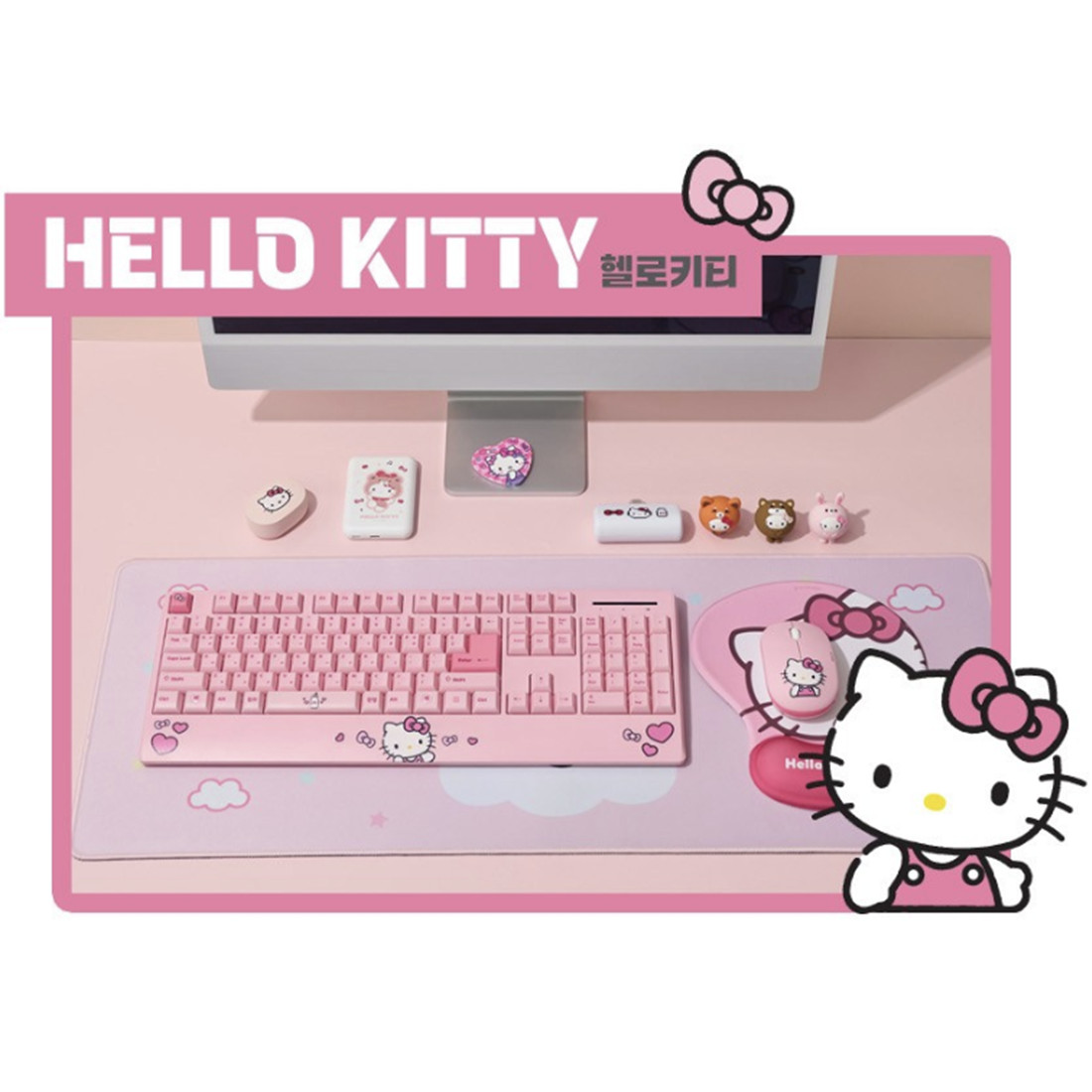 Sanrio Hello Kitty Kuromi My Melody Palm-Rest Wireless Keyboard & Mouse