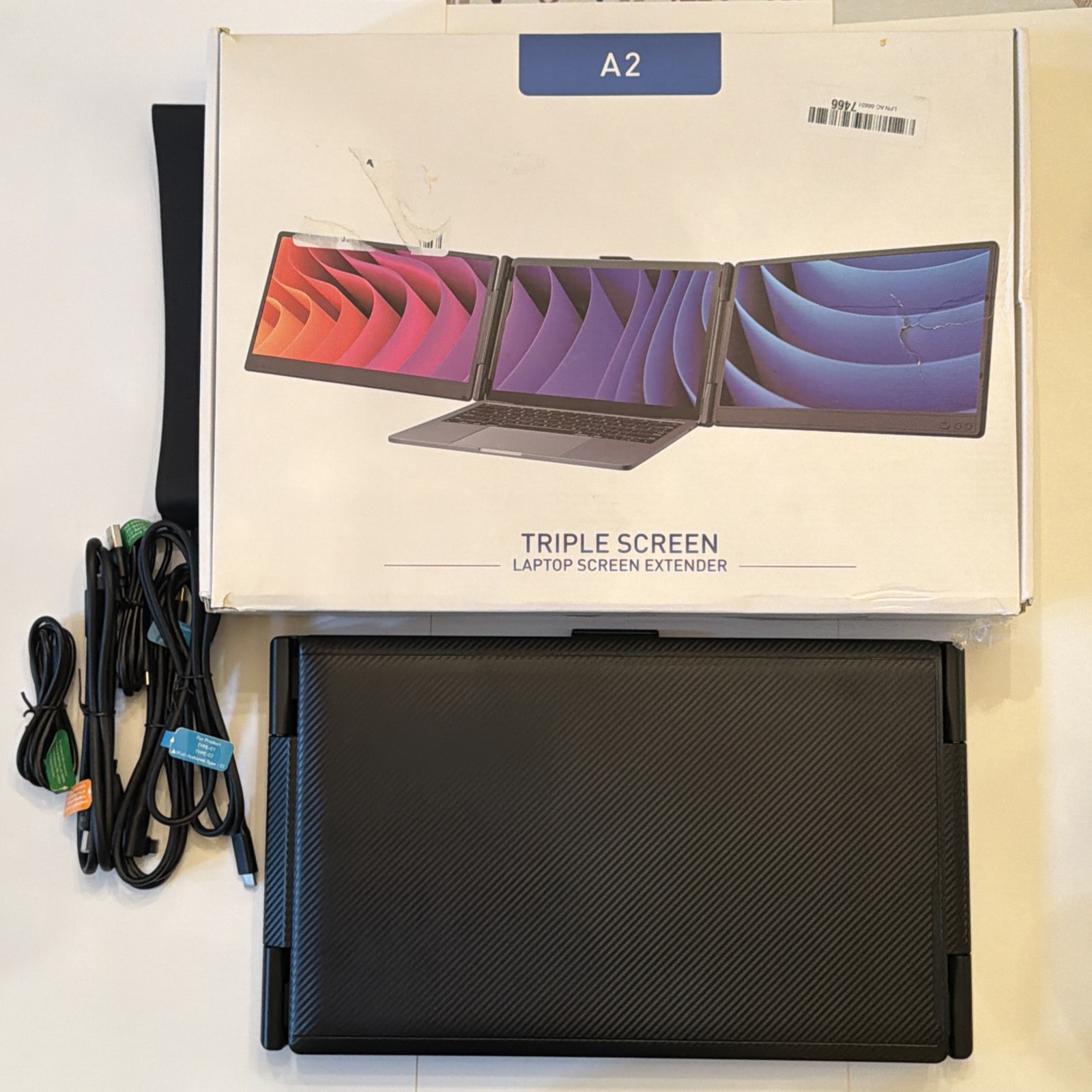 A2 Triple Screen 14” Laptop Screen Extender Carbon fiber Black *Open-box/New*