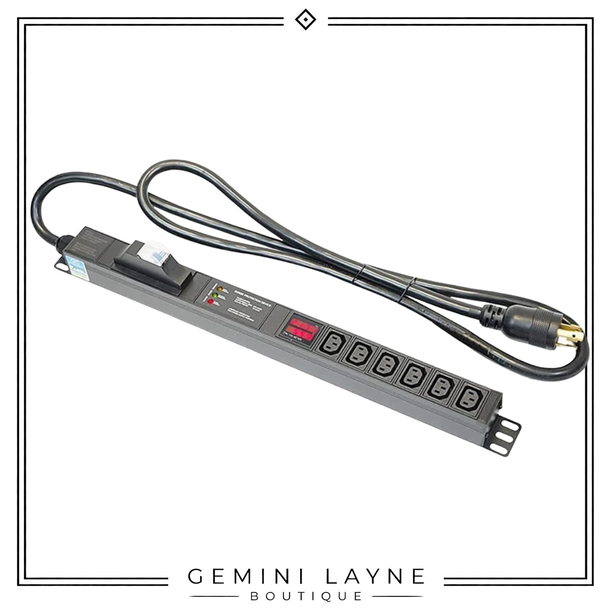 240V 30A 7200W Metered PDU L6 30P 6 C13 Outlets Breaker Surge Rack Mount ASIC 6'