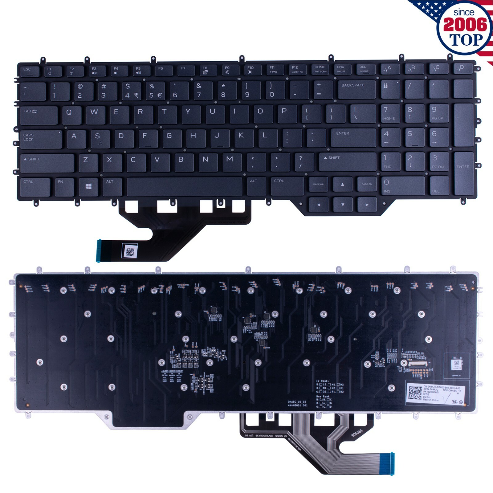 New Per-Key RGB Backlit Keyboard for Dell Alienware Area 51m R2 M17 R2 M17 R3 US