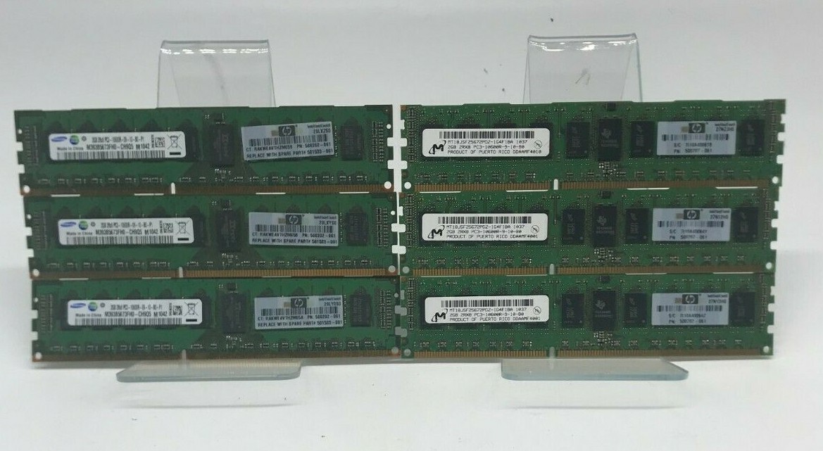 Sansung/ Micron 12GB PC3-10600R DDR3-1333 Memory ECC RAM (6x2GB) 2Rx8