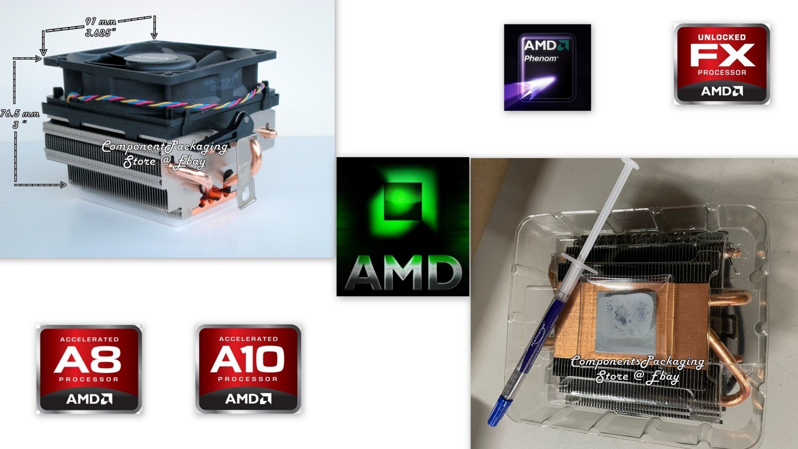 Original AMD 125W CPU Cooler Heatsink Fan for Socket FM2 AM3 AM3 Processors -