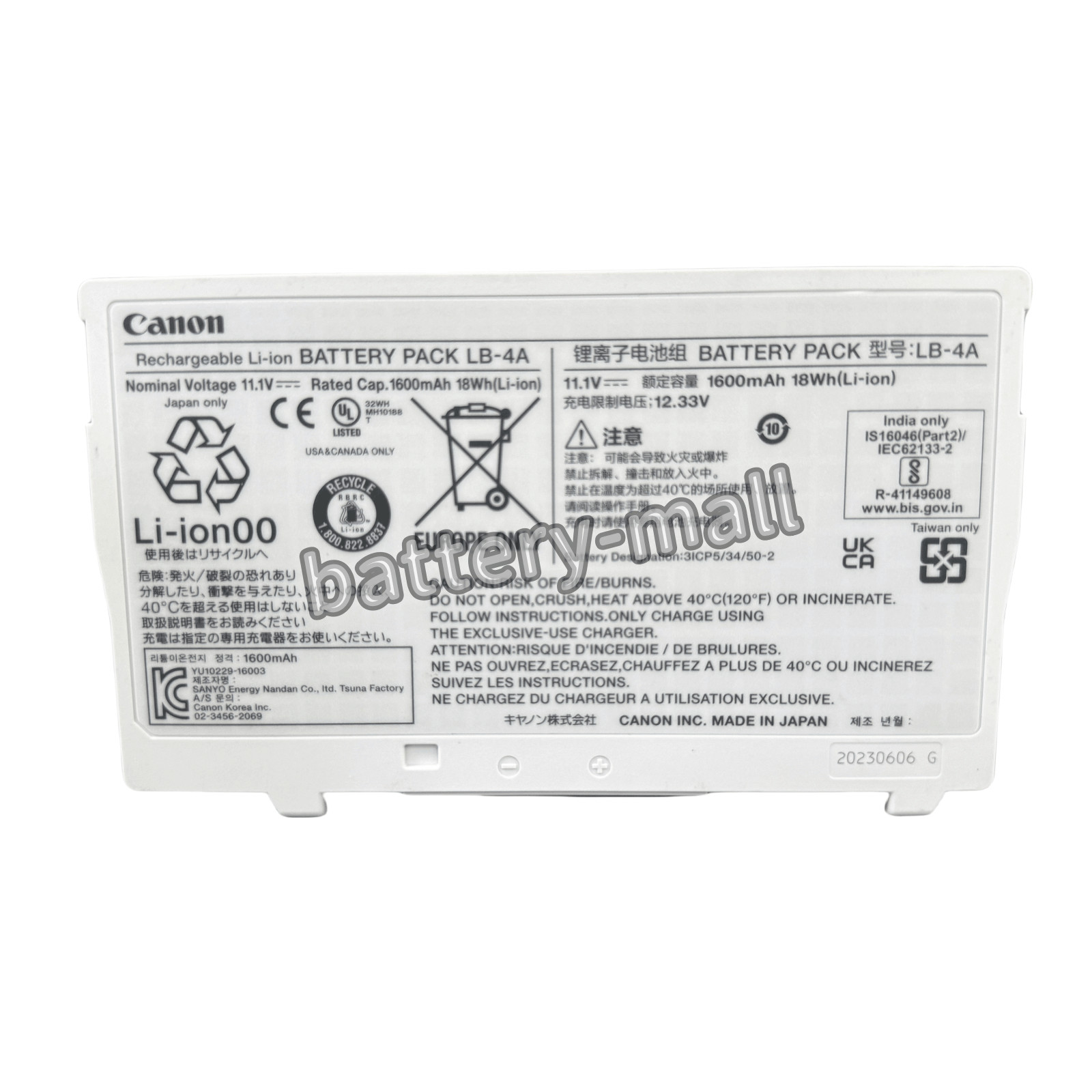 New Genuine 2023 LB-4A Battery for Canon CXDI-710C Medical Tablet Battery
