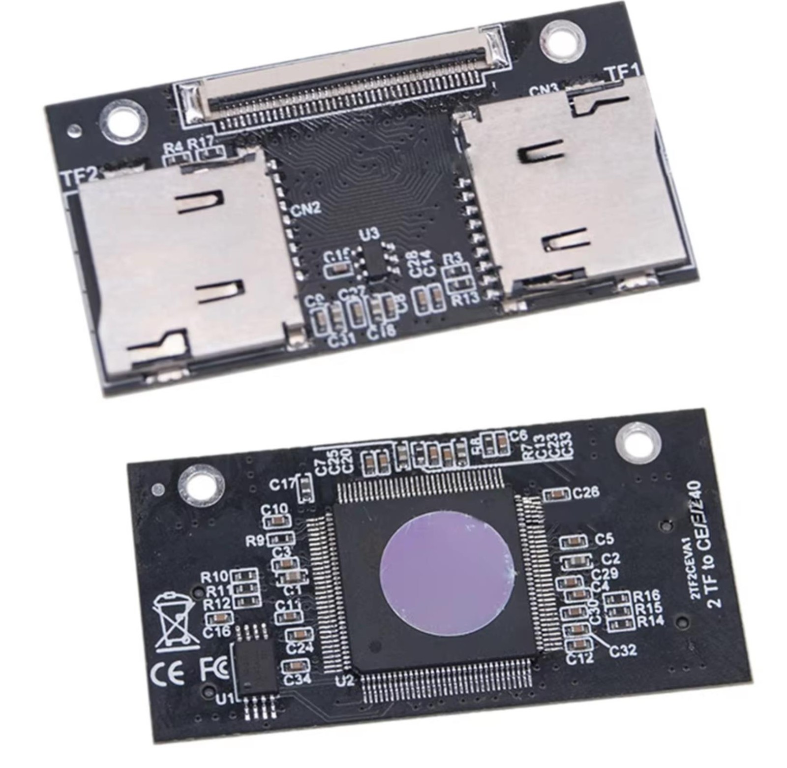 Dual TF(micro sd) Memory Card To CE/zif SSD adapter for iPod iPV