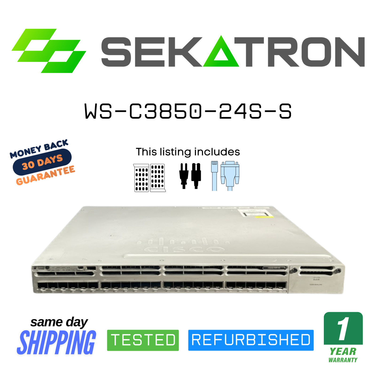 🔀 Cisco WS-C3850-24S-S • 24-Port SFP • IP Base • Dual PSU ⚡FastShip