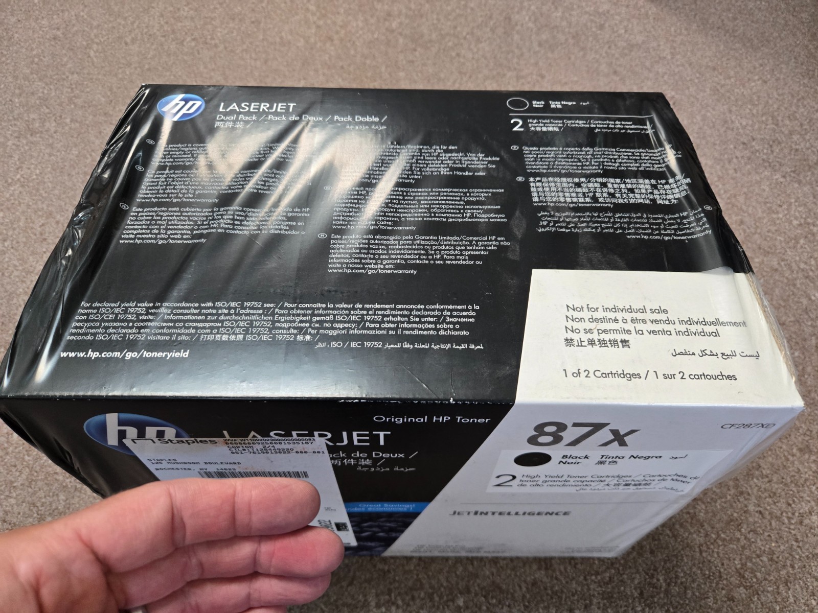 HP 87X (CF287XD) Black Toner Cartridge - 2 Pack (Genuine)