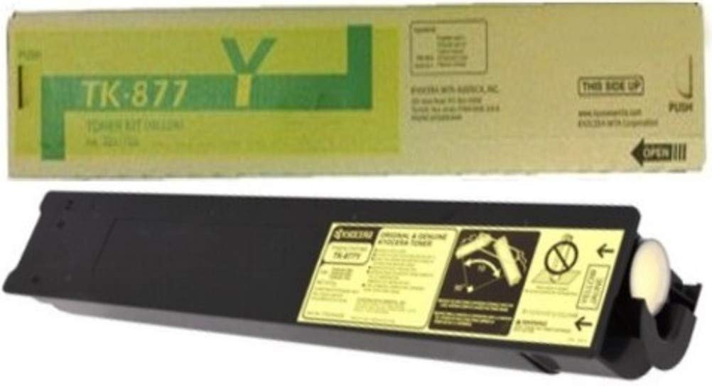 Original Kyocera TK-877Y Yellow Toner. New Sealed Toner, We Ship Fast