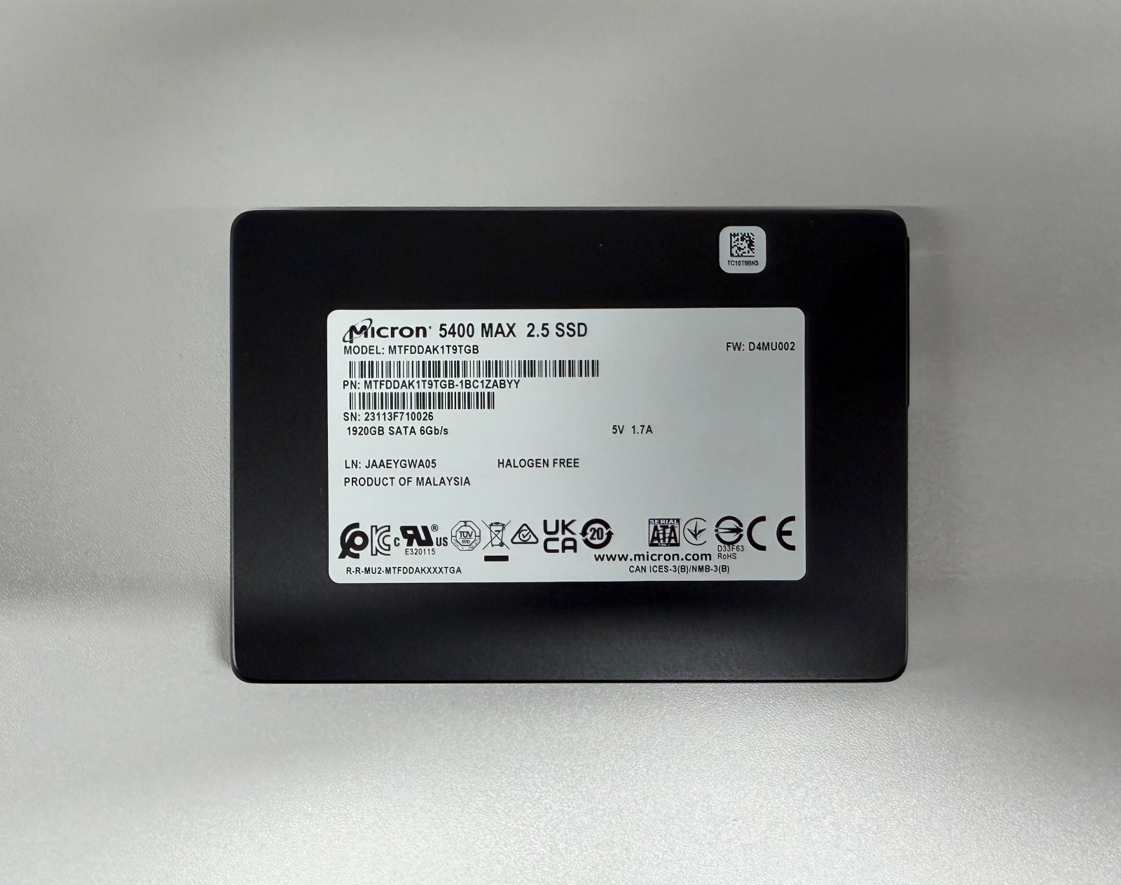 MTFDDAK1T9TGB MICRON 5400 MAX 1.92TB 6G SATA 2.5" SFF SSD SOLID STATE DRIVE