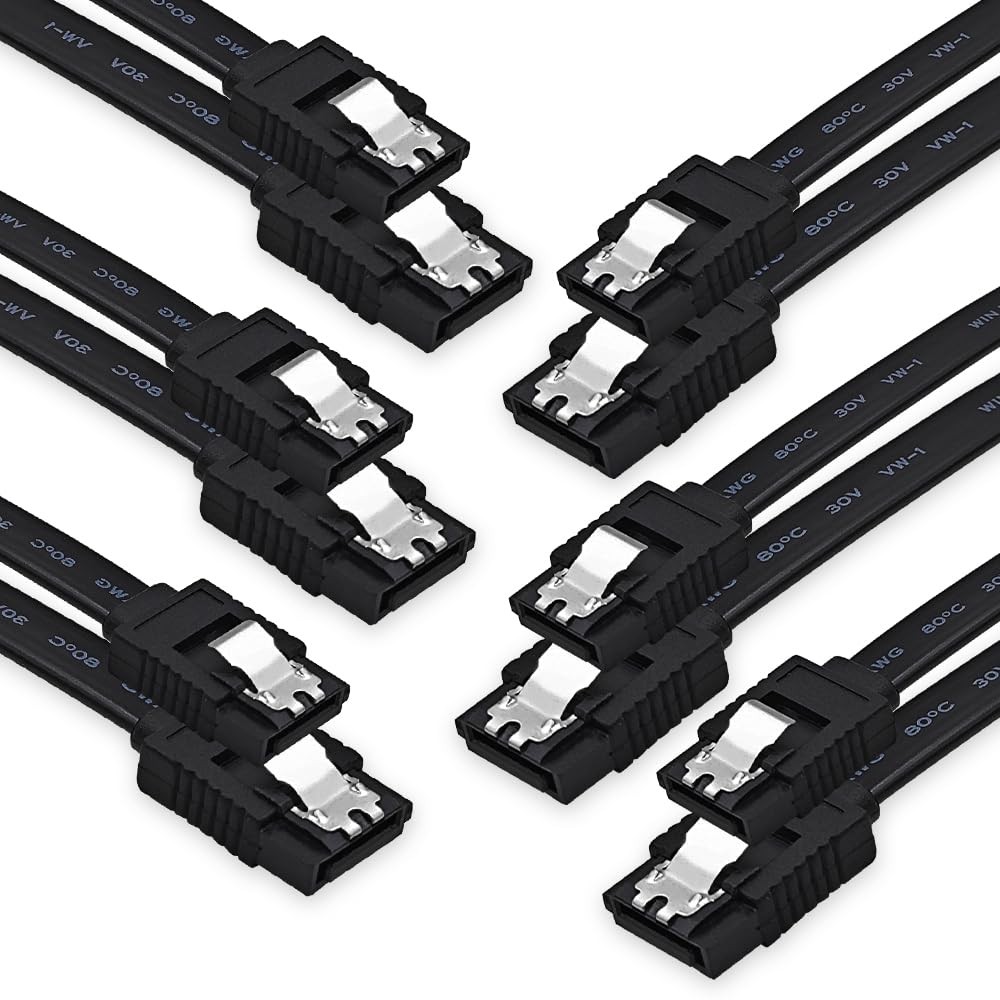 6-Pack 18 Inch SATA Cable SATA III Cable 6Gbps Straight 180-180 Degree for SA...