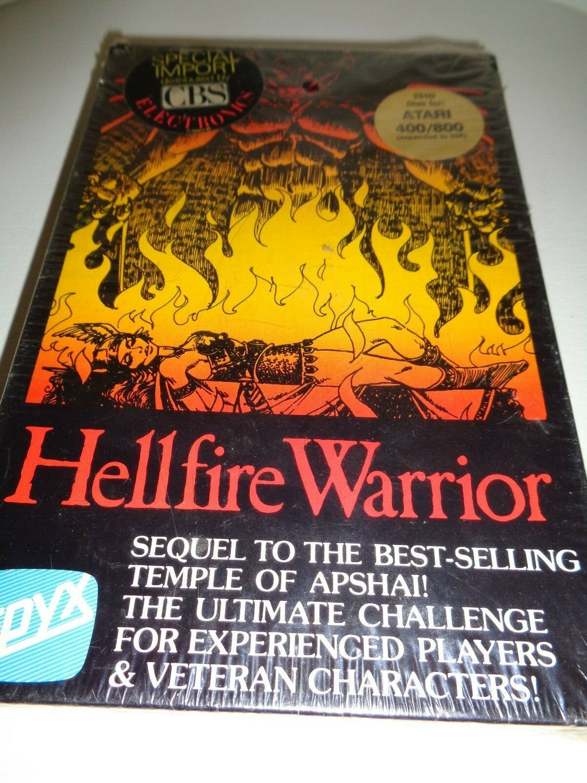 ATARI 400/800 --> HELLFIRE WARRIOR / SOFTWARE ON FLOPPY / ORIGINAL BOX