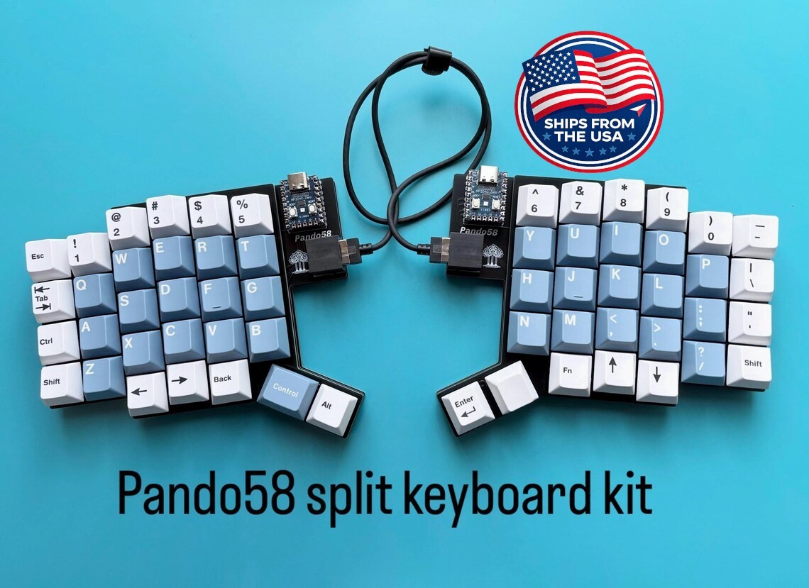 Pando58 Split Ergonomic Keyboard Kit – 58-Key Column Staggered, RP2040 Zero, MX 