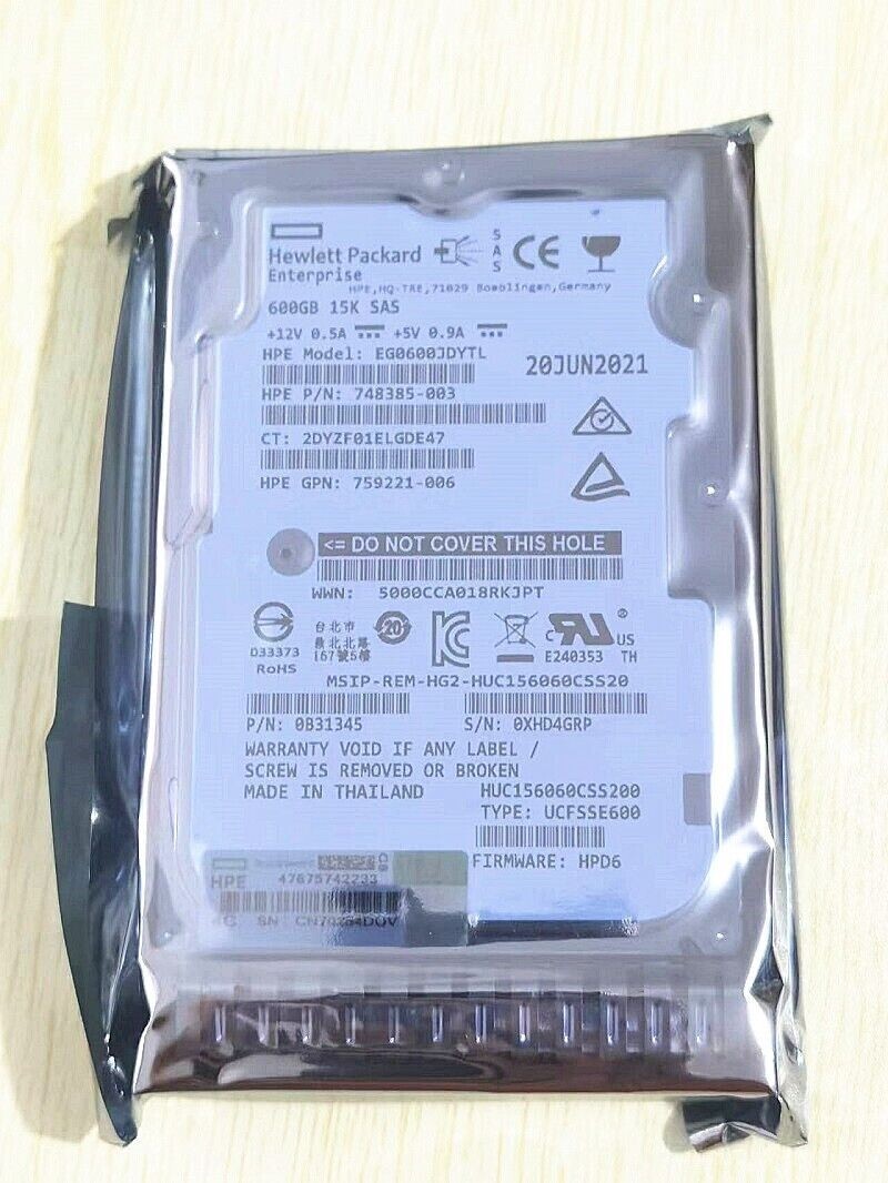 NEW HPE 759212-B21 759548-001 759202-003 600GB 15K SAS 12G 2.5" HDD Hard Drive