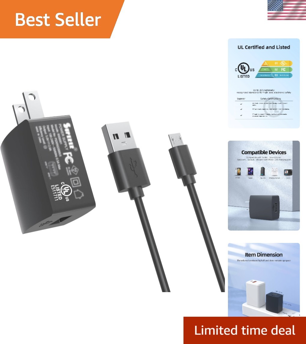 Travel-Friendly Asus Charger - AC Adapter with 5ft Micro USB Cable, Lightweight