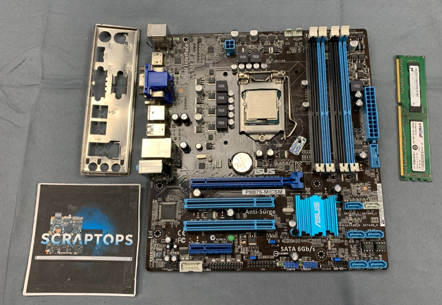 ASUS P8B75-M/CSM Motherboard w/ Intel i5-3330 CPU IO Shield 4GB RAM #107409