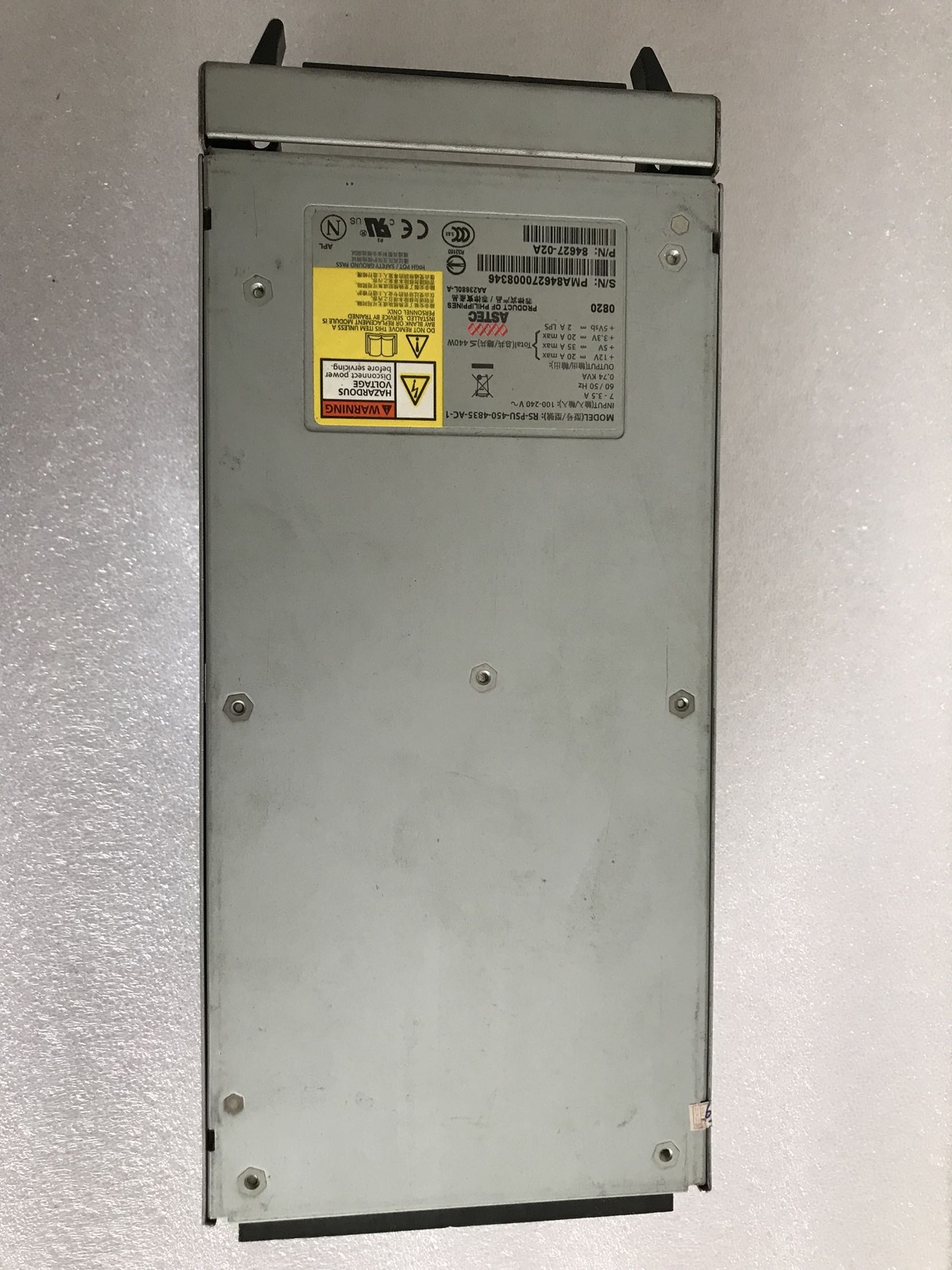 For Dell EQ PS6500E Server Power Supply RS-PSU-450-4835-AC-1 84627-02A Tested
