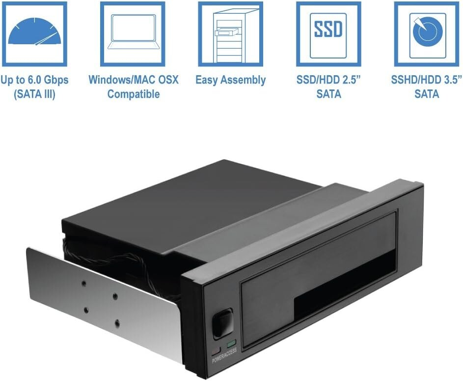 Universal Hot Swap Mobile Rack For 2.5” 3.5” SSD/HDD Internal Tray-Less SATA New