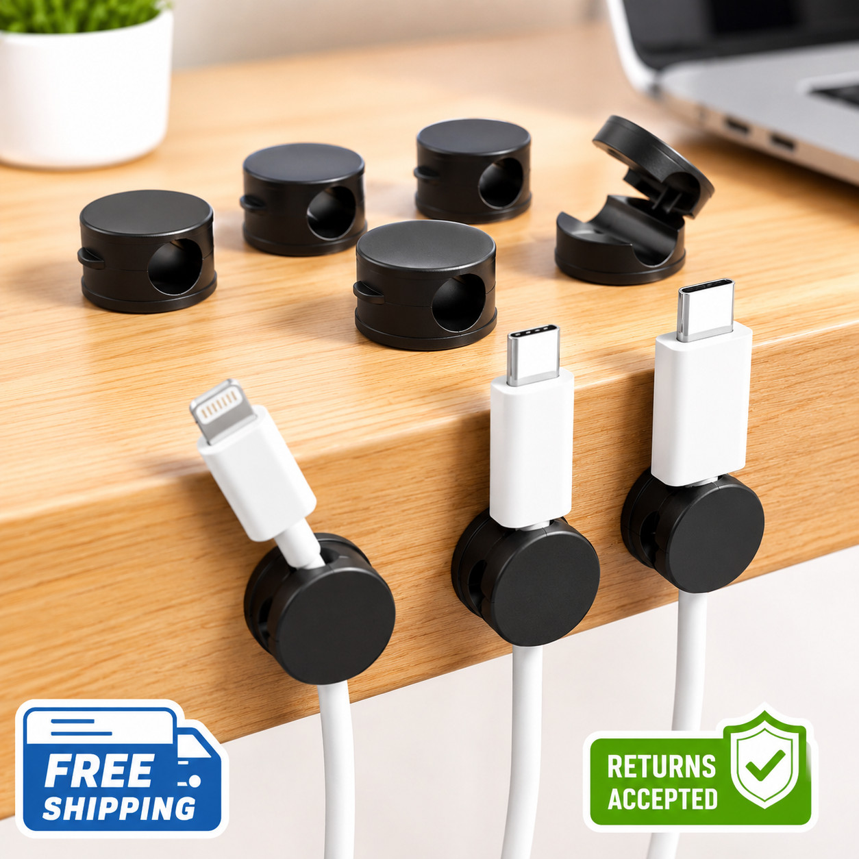 6PCS Magnetic Cable Organizer Clips Desk Cord Holder Wire Management