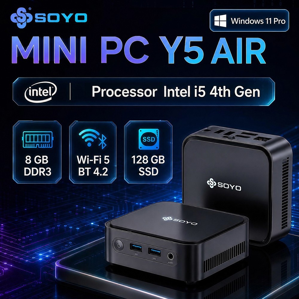Mini PC Y5 AIR Intel Core I5 4250U 8GB RAM 128GB ROM Windows 11 Pro WiFi BT4.2
