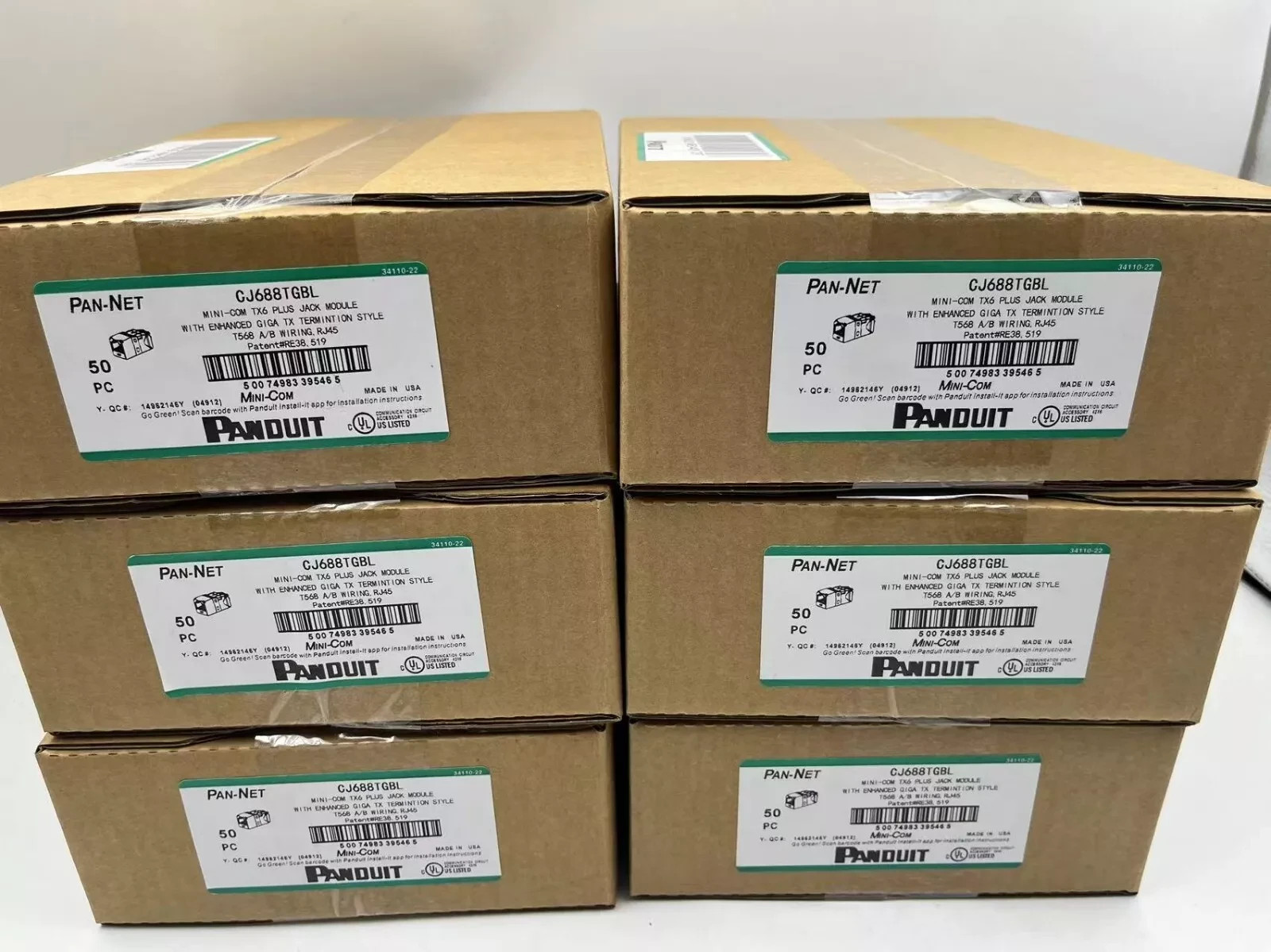 Panduit Giga TX Cat6 Network jack CJ688TGIW CJ688TGBU CJ688TGGR CJ688TGBL Qty 50
