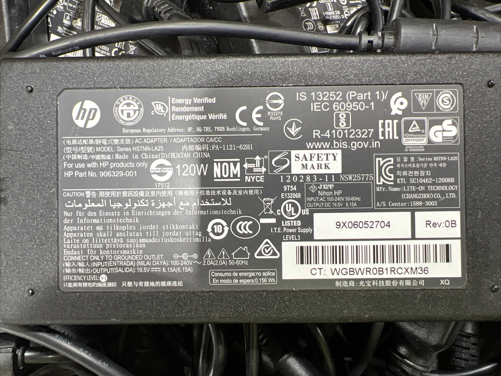 Lot (10) Genuine HP 120W 19.5V 6.15A Laptop Charger Adapter 906329-001 w/Cord