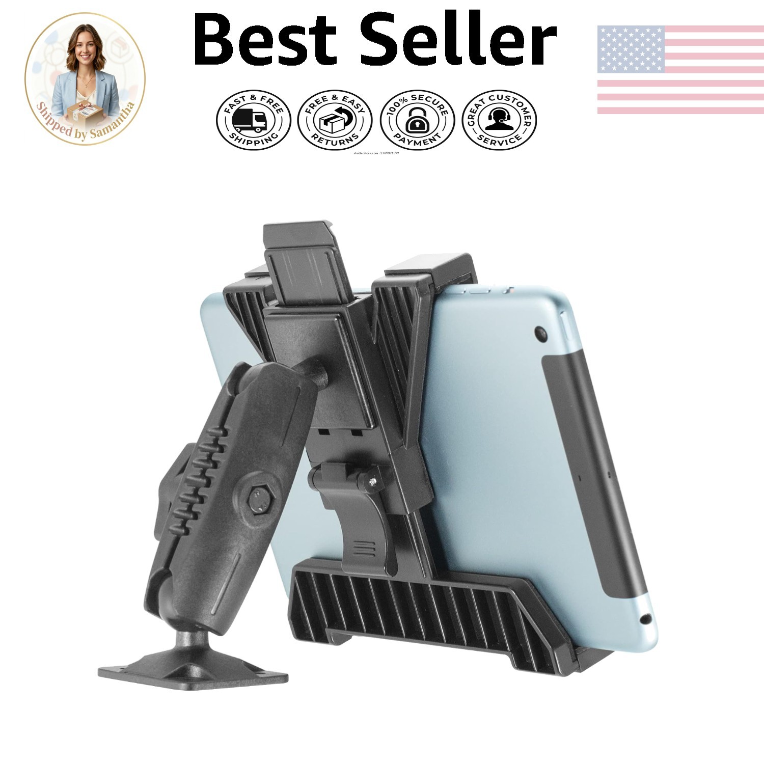 Professional Drill Base Tablet Mount, 7-11" Compatibility for Trucks & Fleet Use