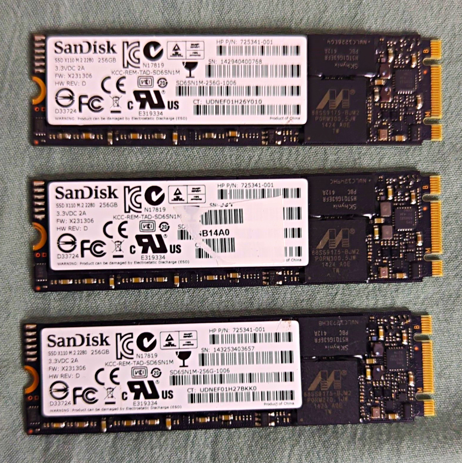 Lof of 3 SanDisk X110 256GB M.2 2280 Internal SSD Laptop/PC SD6SN1M-256G-1006