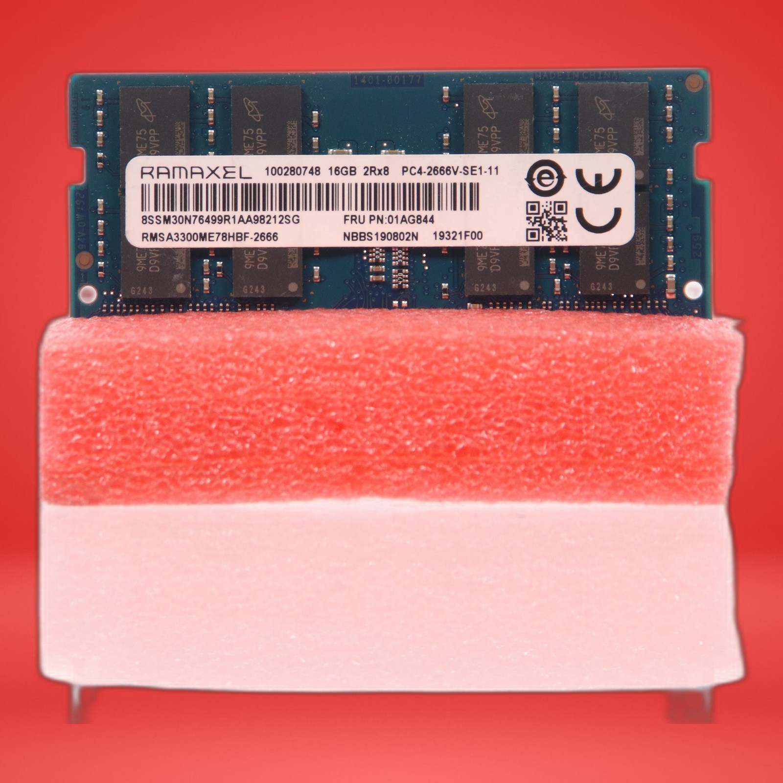 RAMAXEL 100280748 16GB 2Rx8 PC4-2666V FRU PN:01AG844 LAPTOP RAM MEMORY