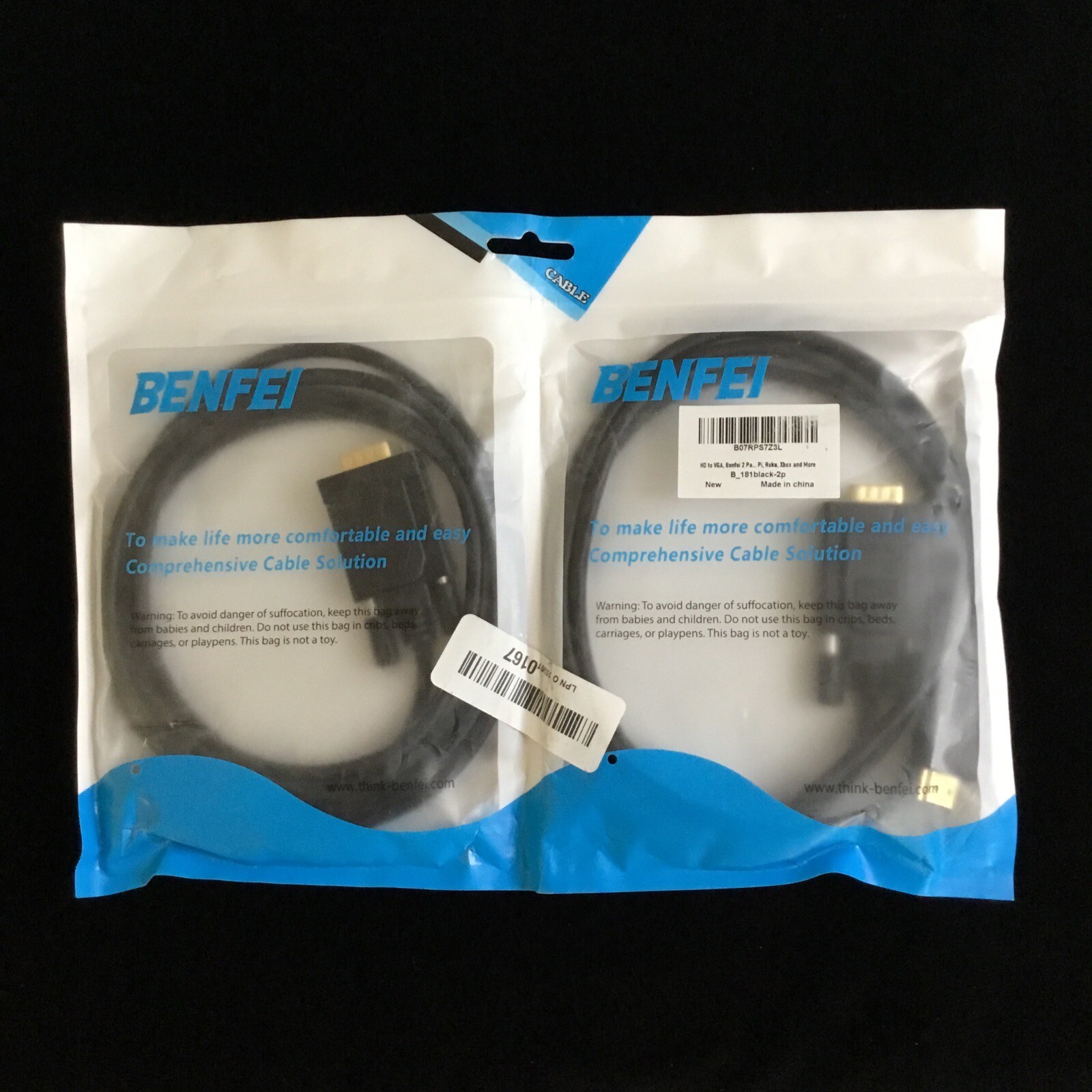 BENFEI - 2 Pack - HDMI to VGA Cable - 6 Feet - Uni-Directional HDMI to VGA Only