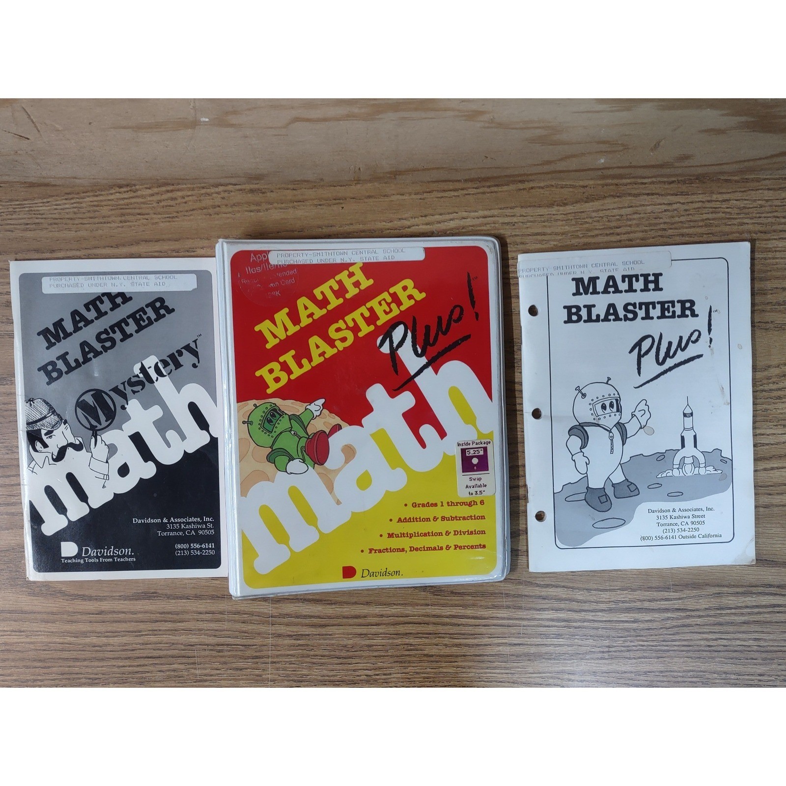 Math Blaster Plus & Math Blaster Mystery Apple II 5.25 Floppy Disk Davidson Lot