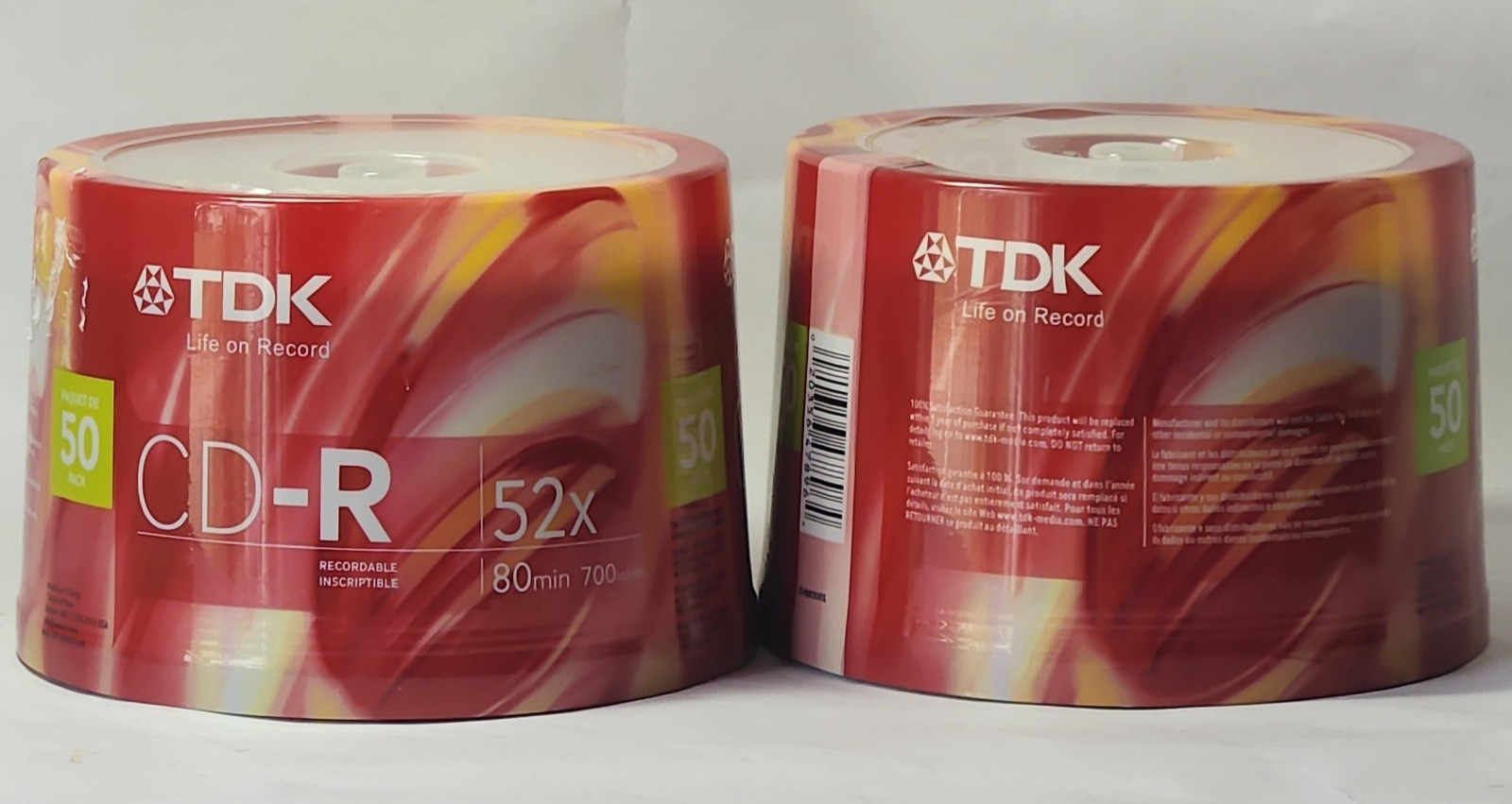 (2)-TDK CD-R 50 DISCS 52X 80 MIN 700MB Spindle Genuine Authentic New & Sealed