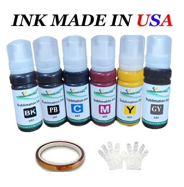 DYE Sublimation Refill Ink Bottle 552 T552 6 colors for printer ET-8500 ET-8550