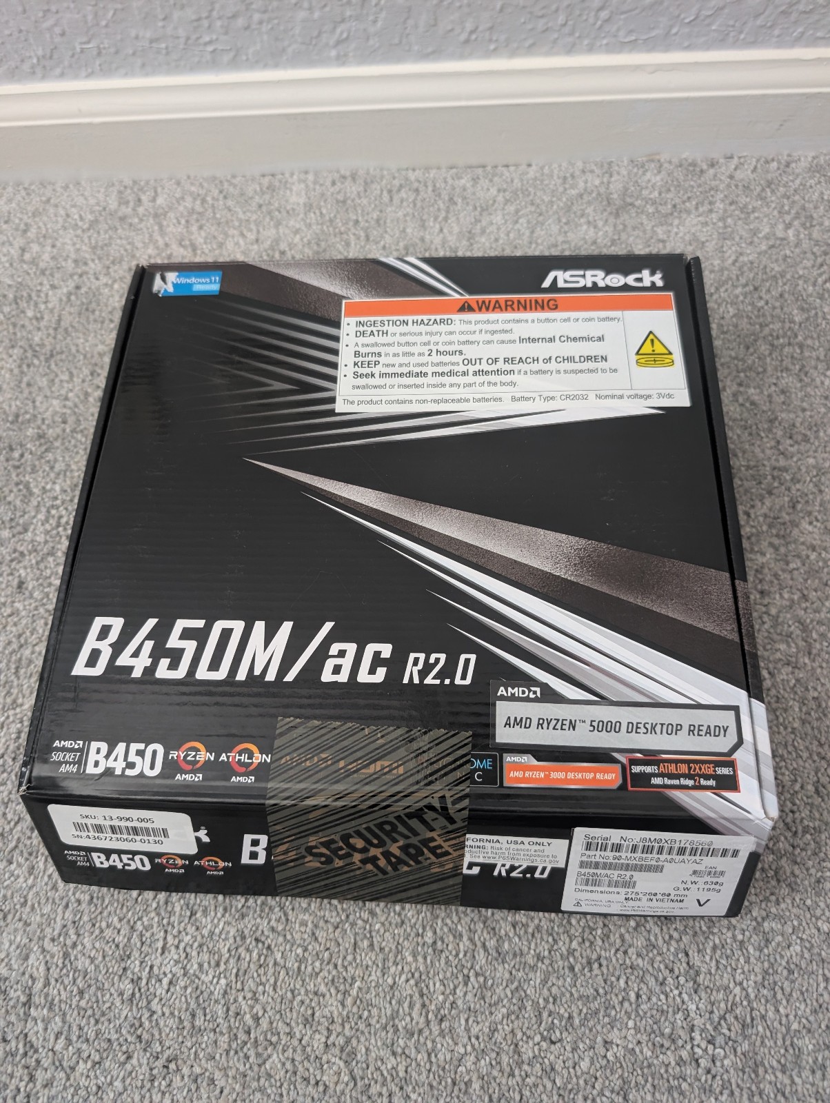 ASRock B450M/AC R2.0 AM4 AMD B450 Micro ATX AMD Motherboard NEW