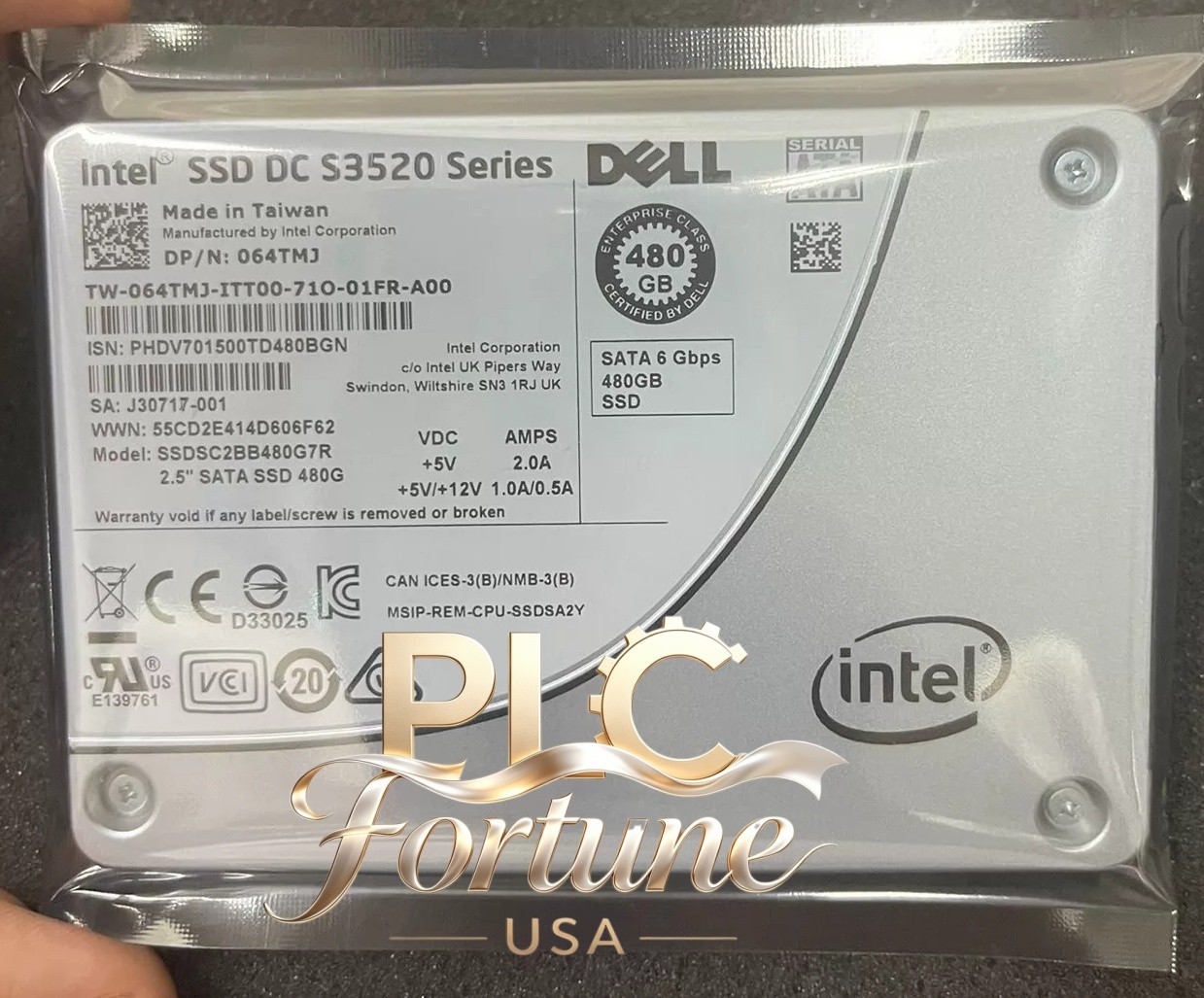 Used DELL 064TMJ 64TMJ SSDSC2BB480G7R Intel DC S3520 480GB 6Gb/s 2.5" SATA SSD