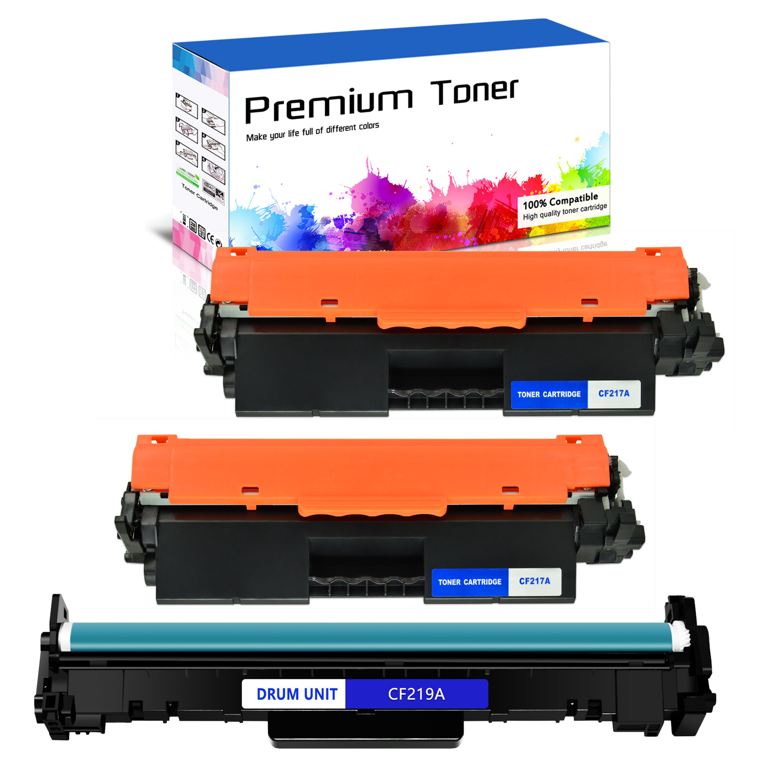 2PK CF217A 17A Toner+CF219A 19A Drum For HP LaserJet Pro M102a M102w,MFP M130nw