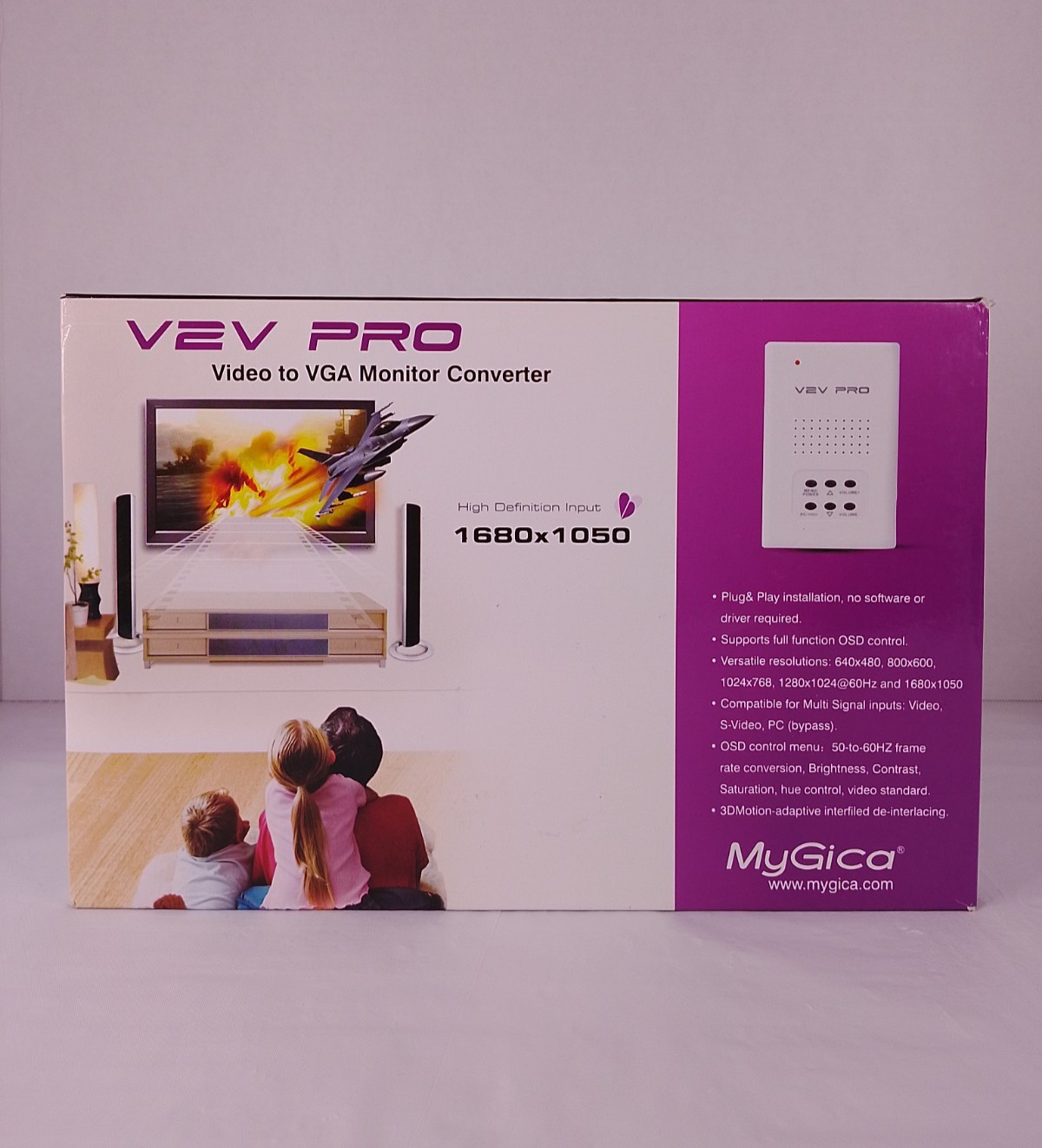 MyGica V2V Pro Video to VGA Monitor Converter RCA AV S-Video Box Adapter HD