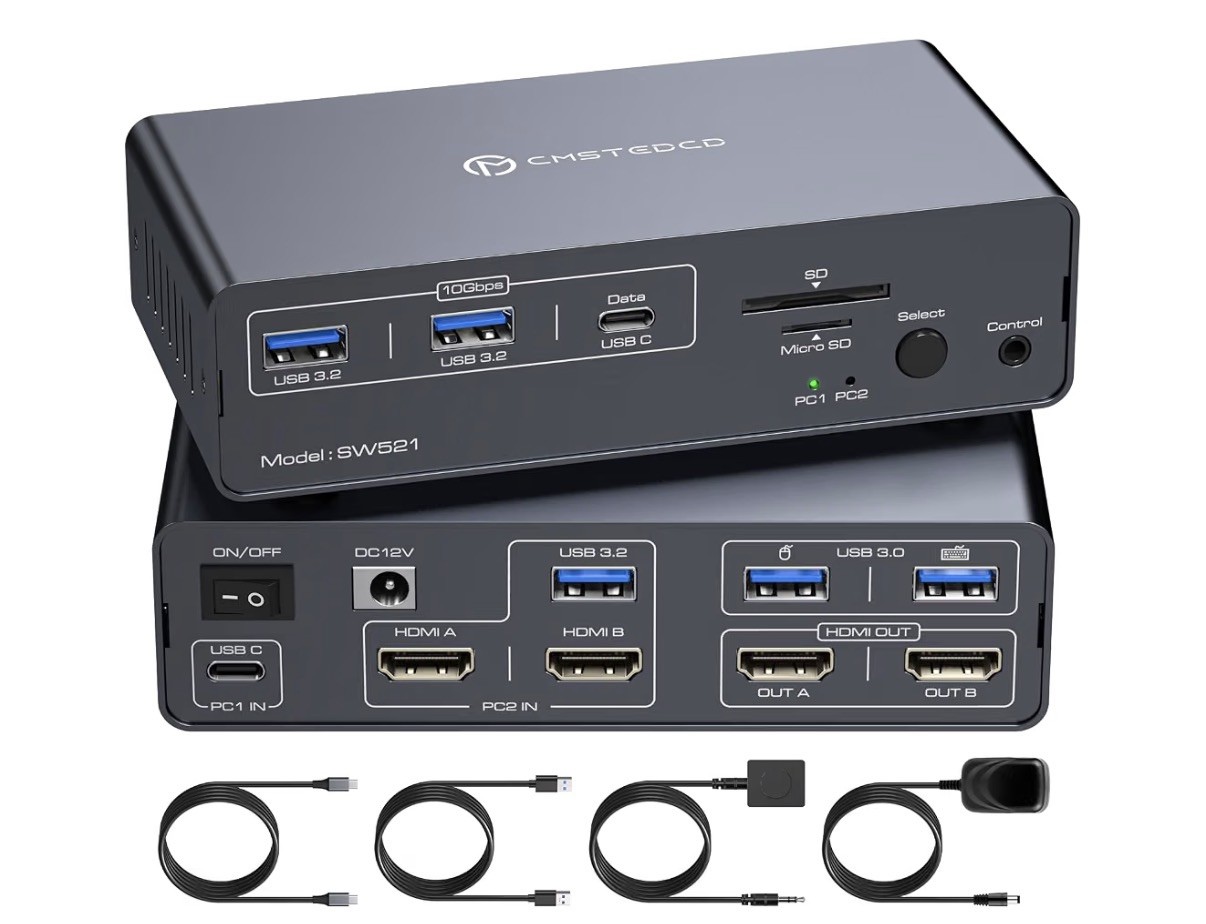 USB C KVM Switch and Dock HDMI 4 K 60Hz, Dual Monitor /Dual PC or laptop 13 in 1