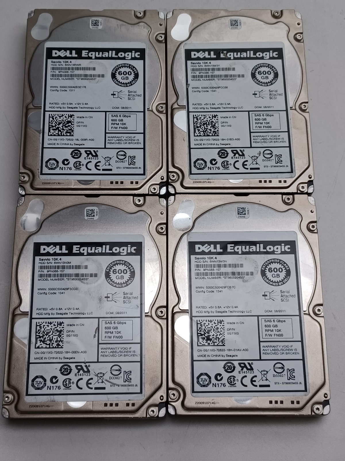 Lot of 4 Dell ST9600204SS 600GB Internal 10000RPM 2.5" HDD Hard Drive Used Good