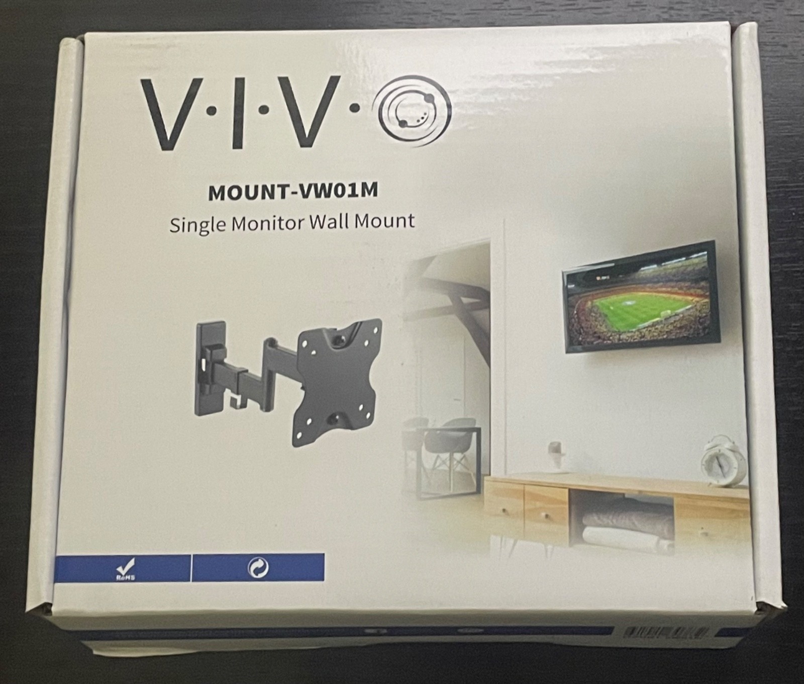 Vivo Single Monitor Wall Mount VW01M Black