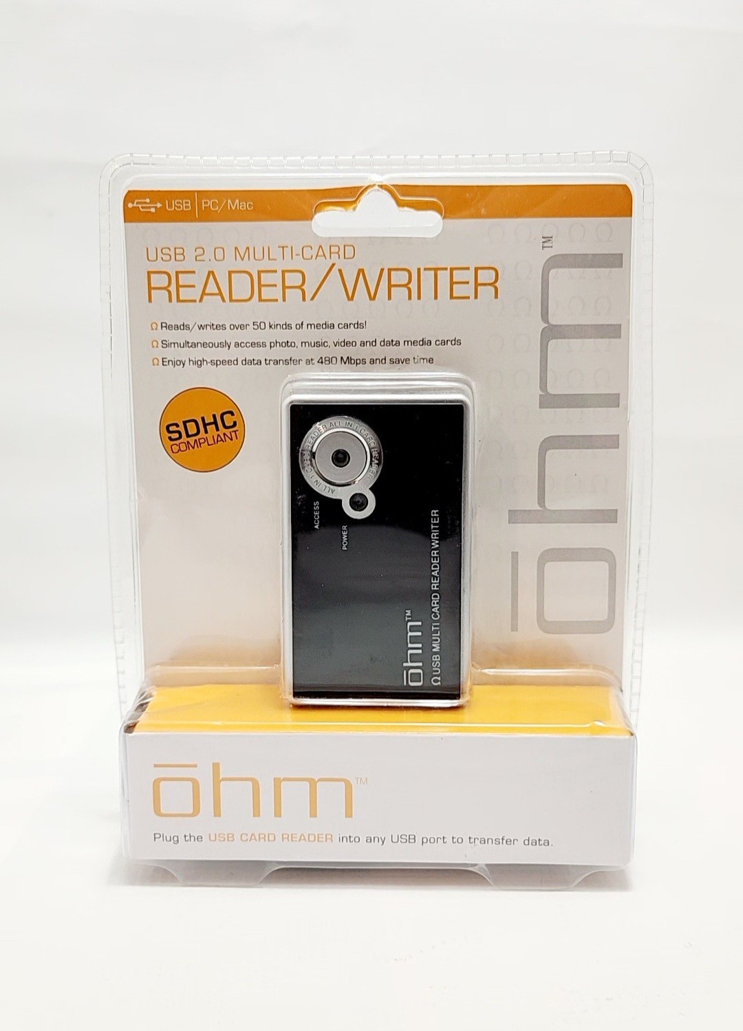 Ohm USB 2.0 Multi-card MEMORY CARD Reader / Writer Reads 50 Media Cards