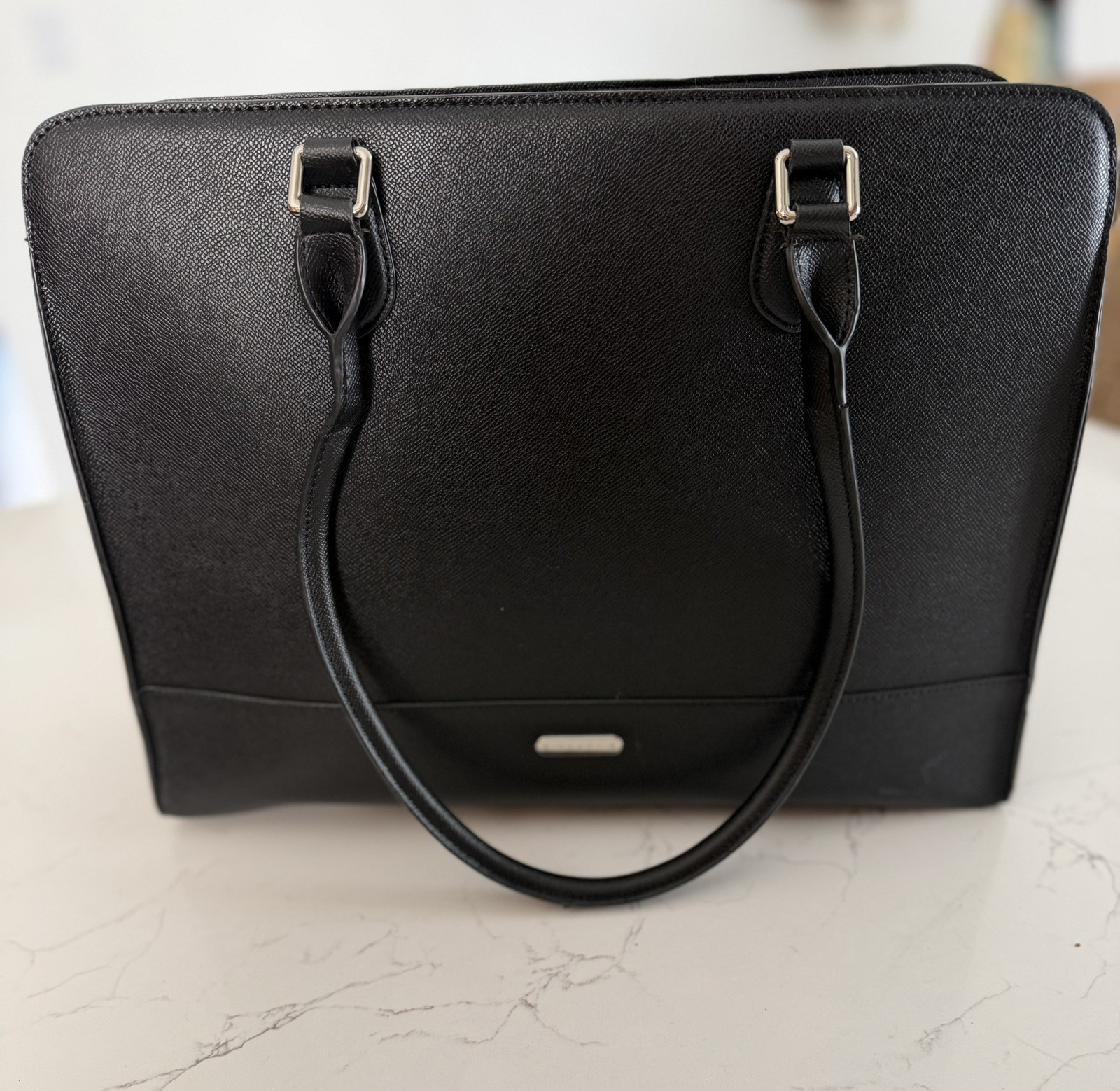 CLUCI Leather Laptop Bag Briefcase Shoulder Bag Black 3 Compartments NWOT