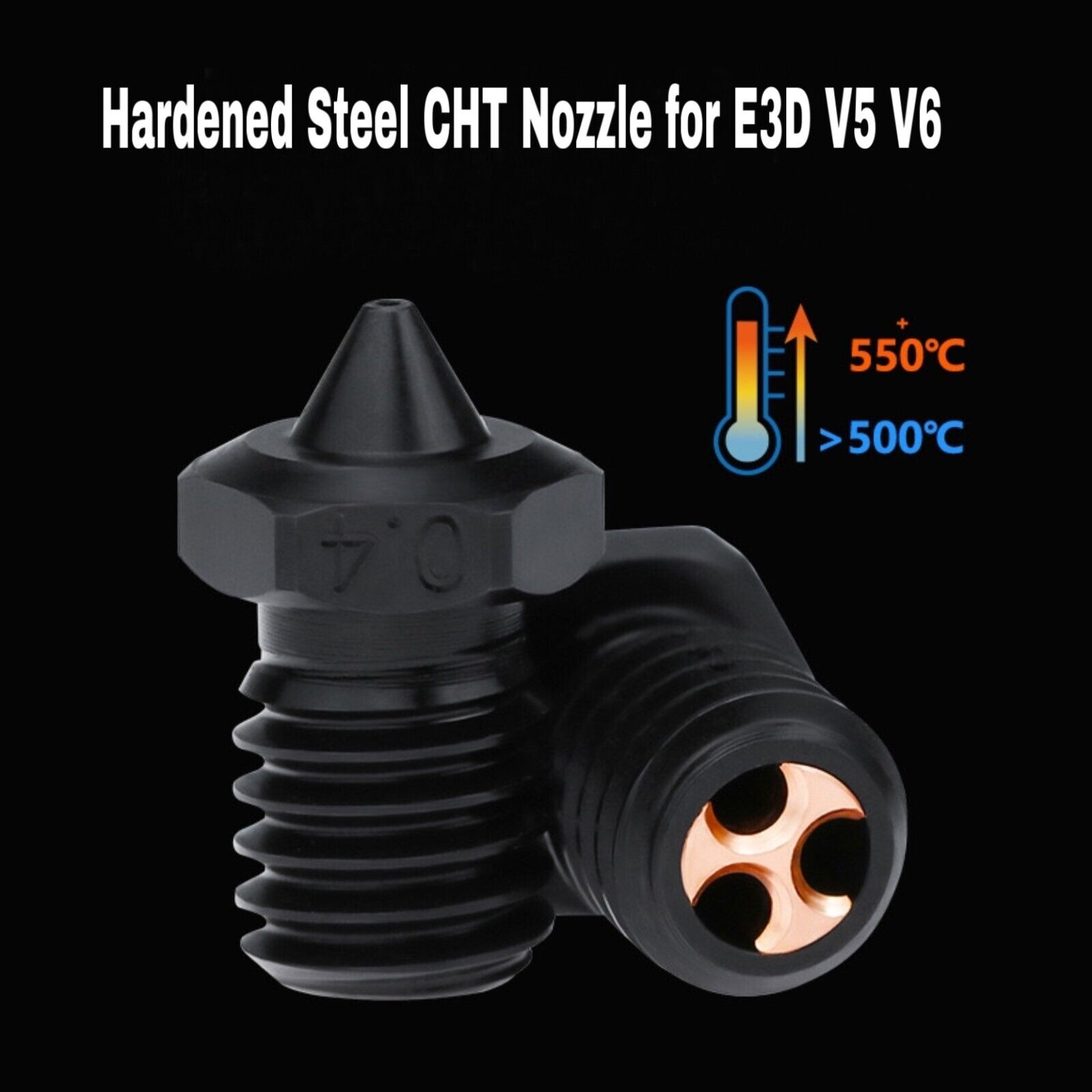 Hardened Steel CHT Nozzle M6 Threaded for E3D V6 0.4mm High Flow DIY 3D Printer