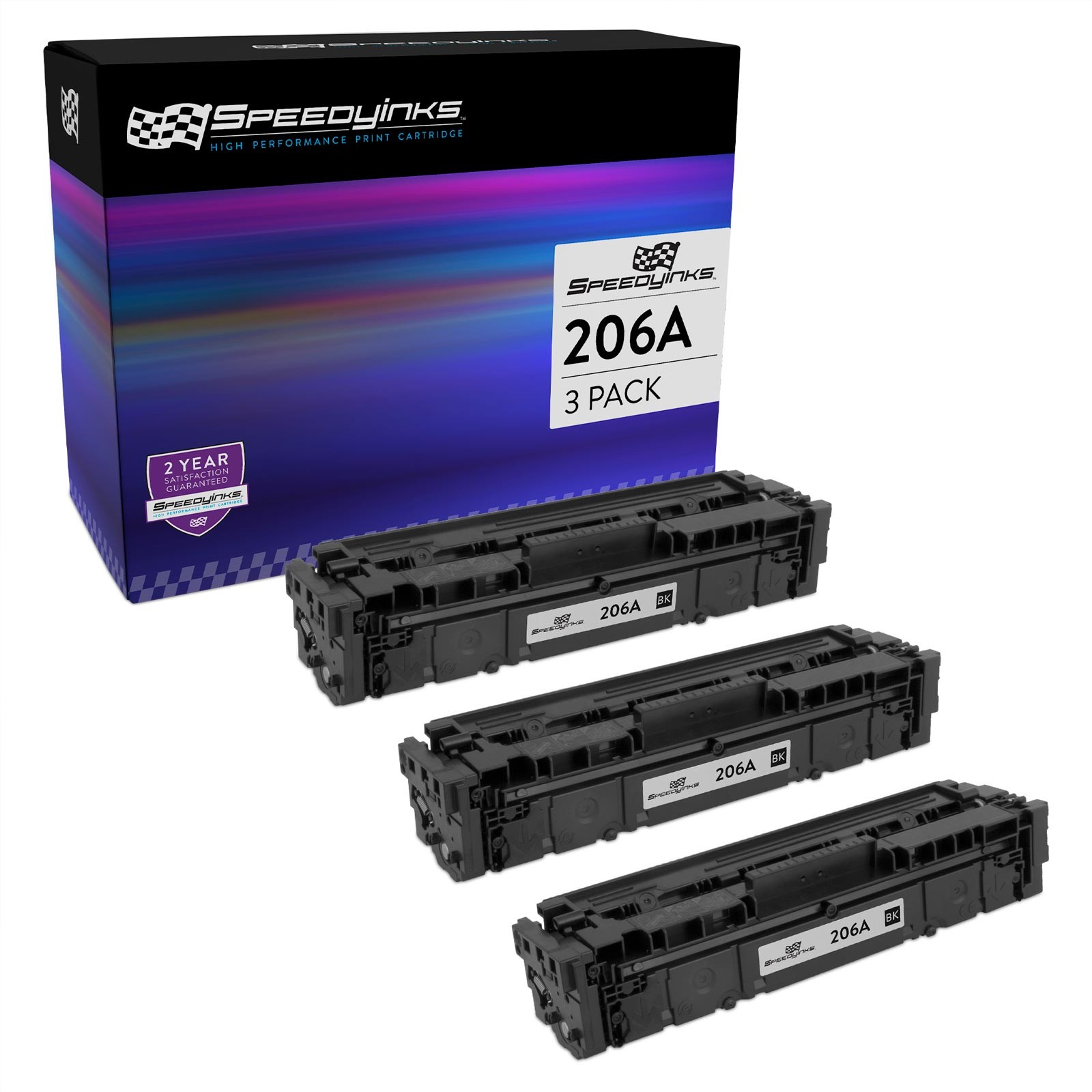 SPEEDY 3PK Replacements for HP 206A W2110A Black Toner M255dw, M283cdw, M283fdw