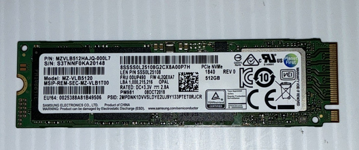 Samsung | MZ-VLB5120 | PM981 512GB Solid State Drive
