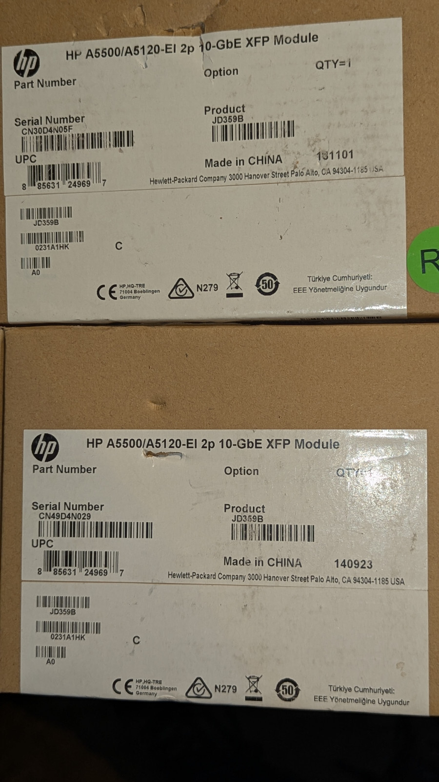 (1) HP JD359B A5500 /  A5120 EI Series 2x 10GB XFP Switch Module New & Sealed
