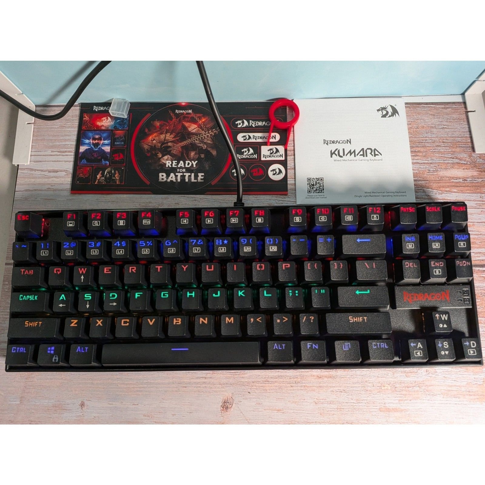 Redragon Kumara K552-KR Mechanical Gaming Keyboard (TKL, Rainbow Backlit)