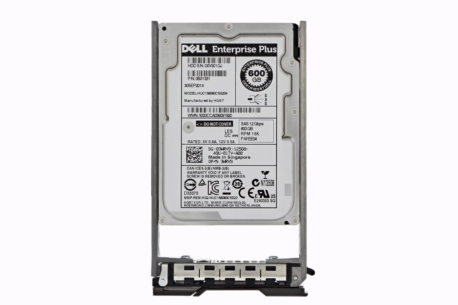 3WRV9 03WRV9 HUC156060CSS204 DELL 600GB 15K 12G SFF 2.5" SAS HARD DRIVE